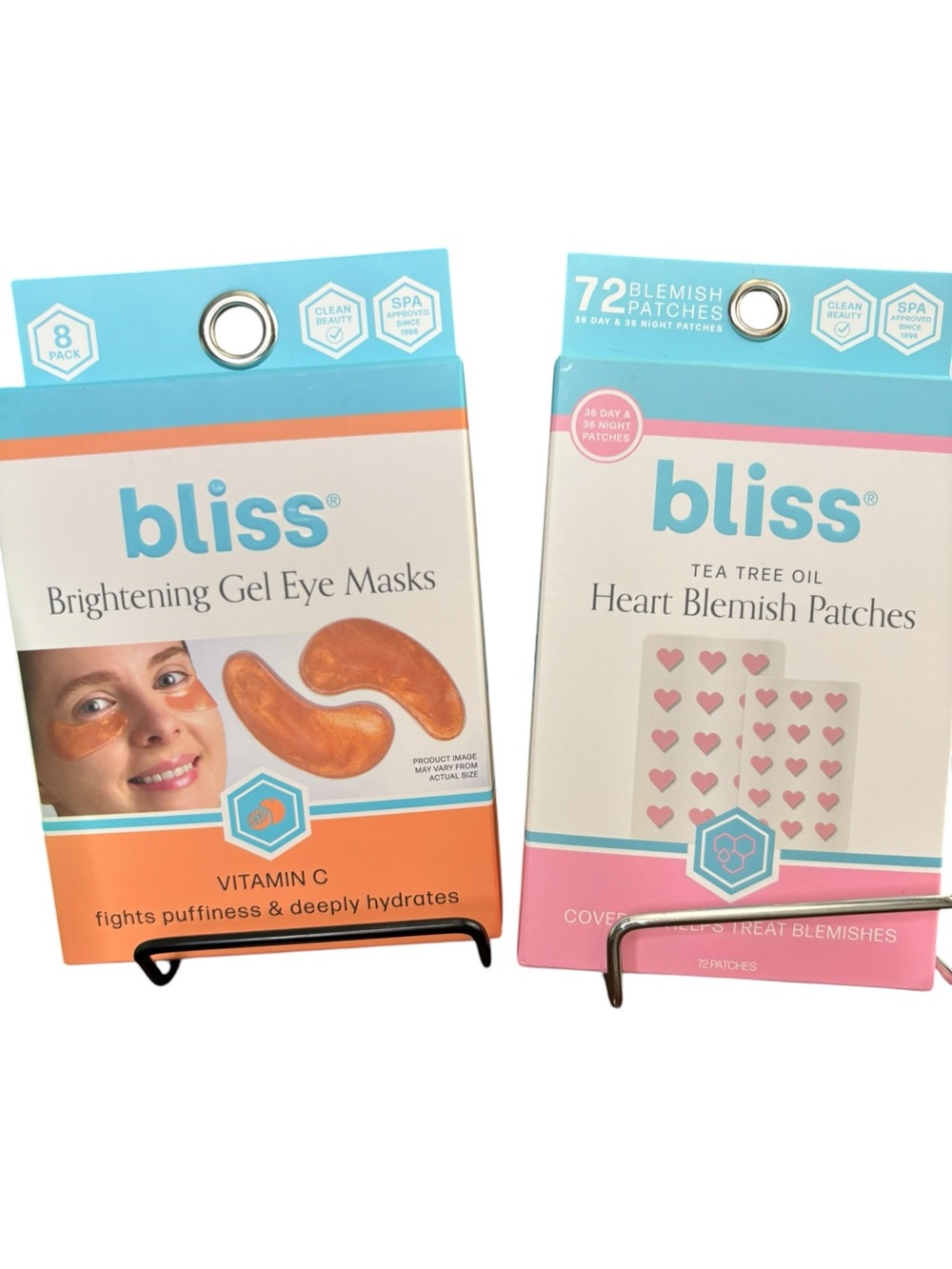 Bliss Brightening Gel Eye Masks & Heart Blemish Patches with cosmetic pouch - Picture 2 of 4